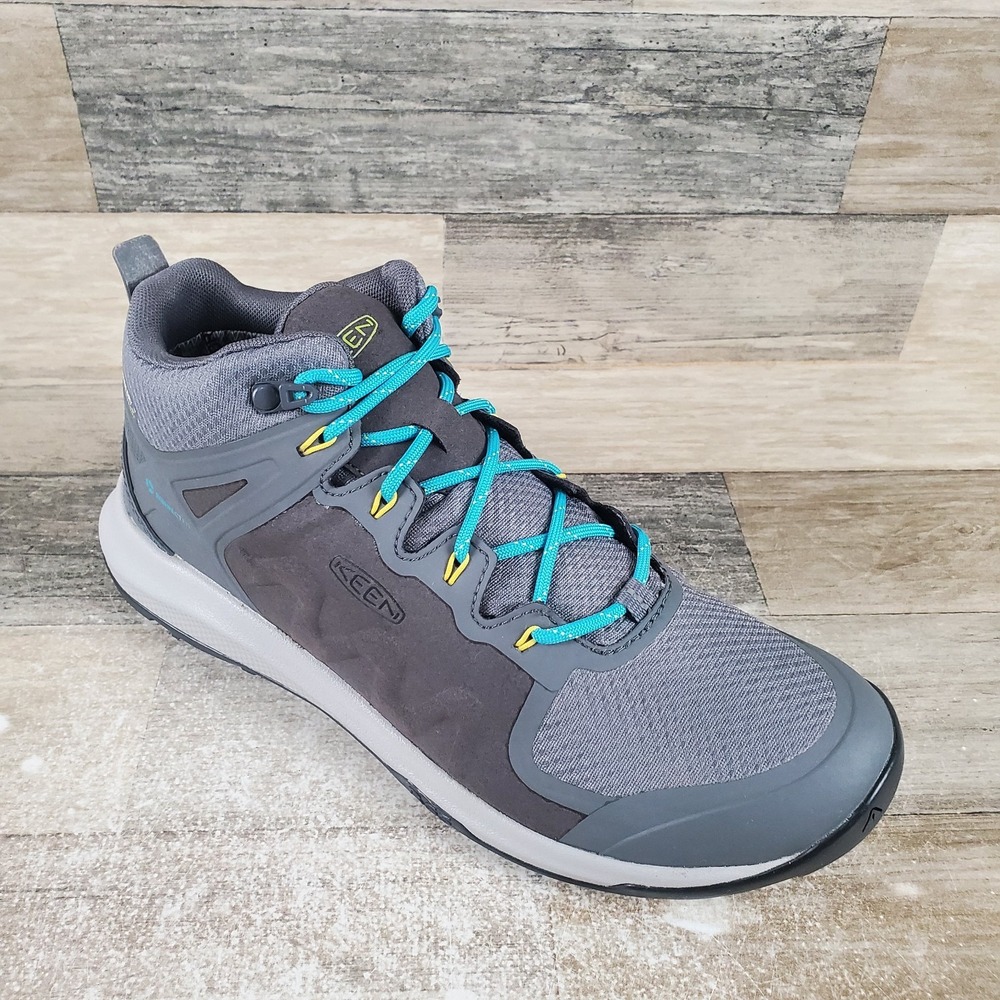 Keen Explore Mid Womens Hiking Shoes Sz 9.5 Steel Gray Turquoise Waterproof Boot